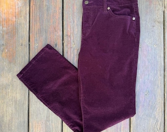 Paarse corduroy broek met middelhoge taille en rechte pijpen, maat 10P!