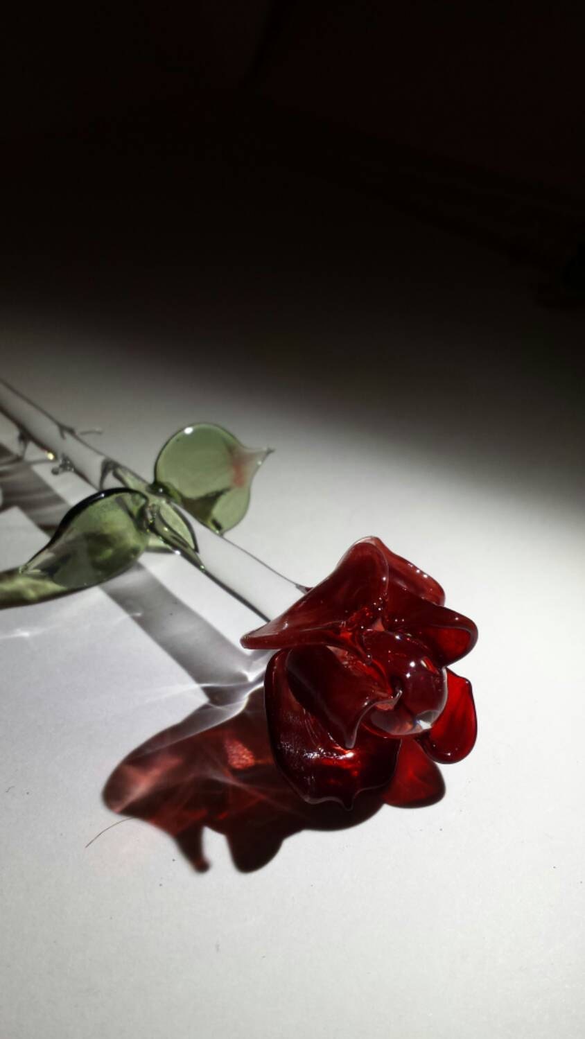 Valentines day gift. Red glass rose | Etsy