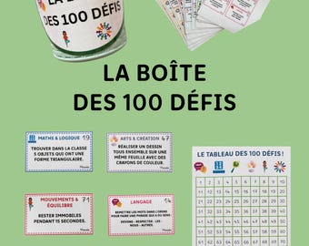 The 100 Challenges Box. 100 cards, 6 areas to learn, cooperate, experiment and progress together, every day in the classroom.