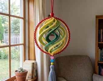 Modèle PDF de girouette au crochet, décoration de jardin suspendue, ornement suspendu coloré, téléchargement instantané.