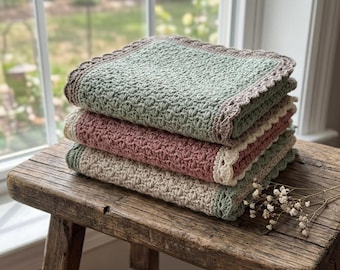 Modèle PDF de débarbouillette au crochet, débarbouillette moderne en coton, débarbouillette ménagère réutilisable au crochet, téléchargement numérique.