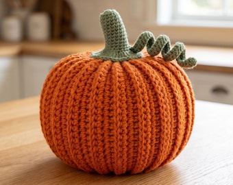 Modèle PDF de citrouille rustique au crochet, citrouille texturée d'automne, décoration de table automnale, téléchargement numérique.