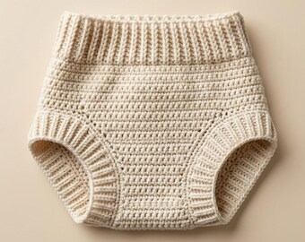Couvre-couche pour nouveau-né au crochet, motif PDF, bloomer bébé côtelé, téléchargement immédiat.