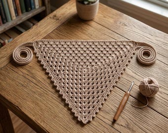 Grand-mère au point de croix bandana motif PDF, motif foulard triangulaire, motif bandana au crochet réglable, téléchargement immédiat.