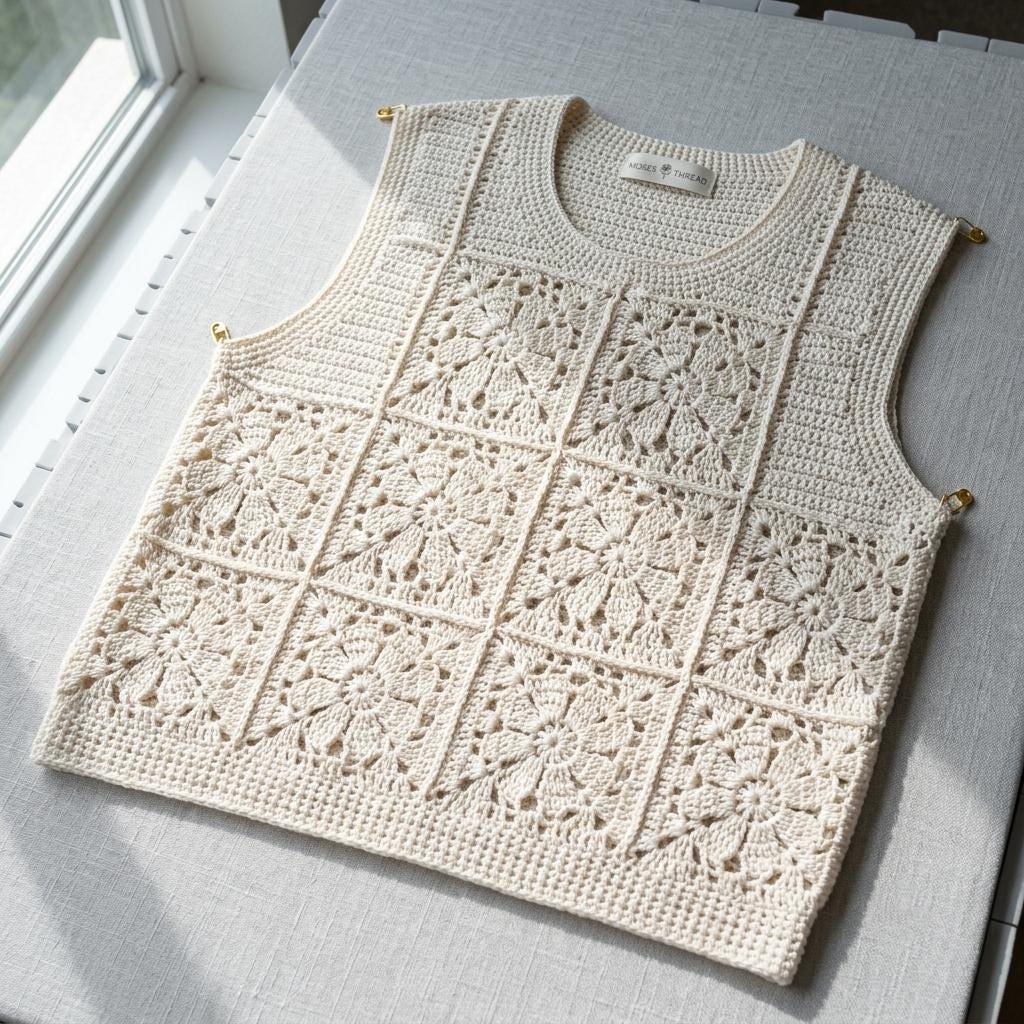 Floral Lace Sweater Vest Crochet Pattern