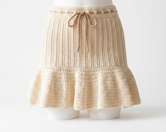 Modèle PDF de mini-jupe au crochet, modèle de jupe à volants au crochet, modèle de jupe sur mesure, téléchargement adapté aux débutants.