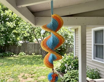 Modèle de girouette en spirale au crochet, décoration de jardin à faire soi-même, projet de crochet extérieur facile, téléchargement numérique.