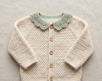 Cardigan bébé héritage au crochet motif PDF, pull bébé au point de graine, motif cardigan nouveau-né, téléchargement numérique.