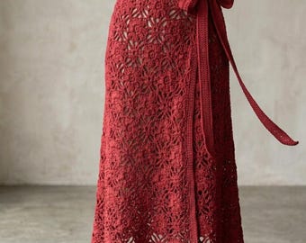 Jupe portefeuille en maille au crochet, motif PDF, jupe de plage en dentelle bohème, téléchargement numérique.