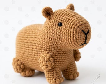 Patron au crochet Capybara sans couture PDF, modèle animal facile Amigurumi, téléchargement numérique.