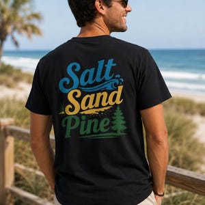 T&P Lake Cabin Monogram T-Shirt | Coastal Pine Initials Beach Graphic