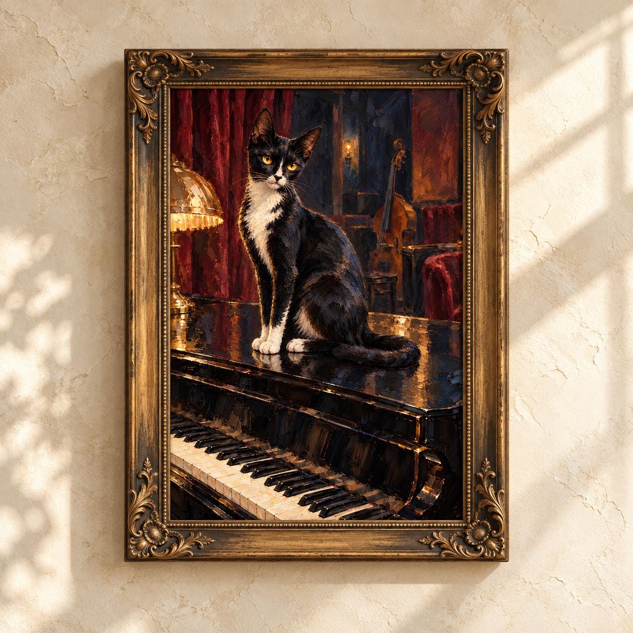 Tuxedo Cat Piano Print - Etsy