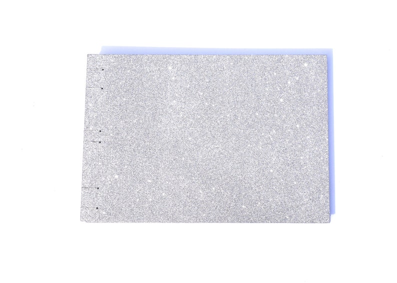 glamorous wedding guestbook Silver photo album hand bound heart binding memory book bling sketchbook disco wedding