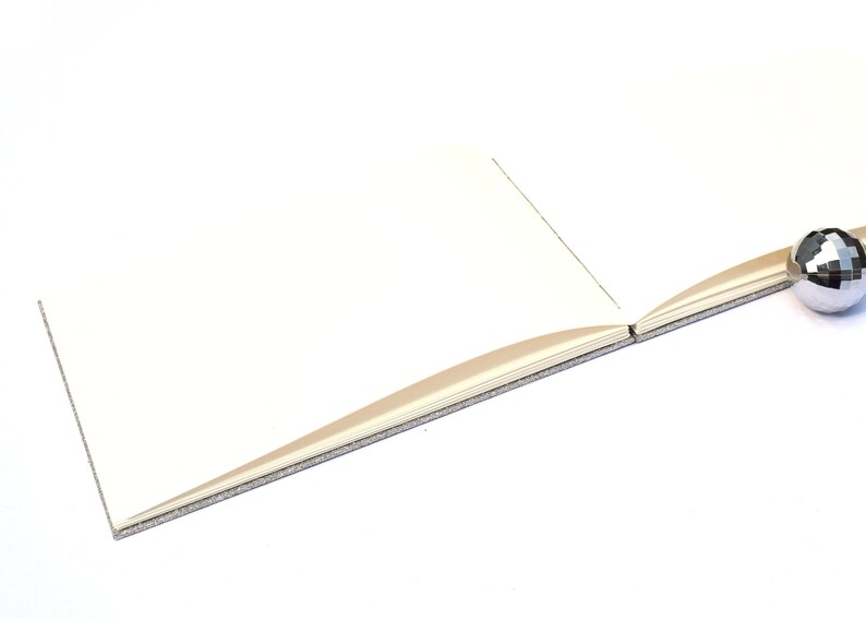 glamorous wedding guestbook Silver photo album hand bound heart binding memory book bling sketchbook disco wedding