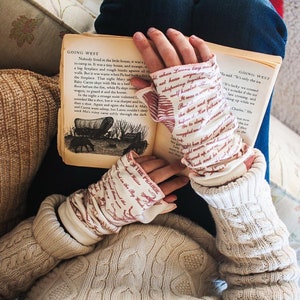 Little House on the Prairie Writing Gloves Fingerless Gloves, Arm Warmers, Laura Ingalls Wilder, Literary, Book Lover, Books, Reading image 1