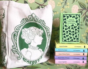 Borsa tote con libro di Anna dai capelli rossi - Lucy Maud Montgomery, borsa tote, letteraria, amante dei libri, libri, letteratura, regalo per insegnanti, regalo per lettori