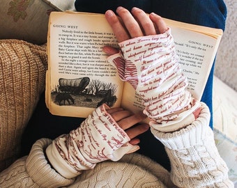 Little House on the Prairie Writing Gloves - Fingerless Gloves, Arm Warmers,  Laura Ingalls Wilder, Literary, Book Lover, Books, Reading