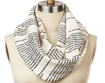Pride and Prejudice Book Scarf -  Infinity Scarf, Literary Scarf, Jane Austen Gifts, Booklover Gift, Graduation Gift, Back to School