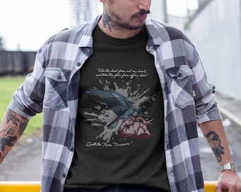Der Rabe Unisex T-Shirt - Edgar Allan Poe, Unisex Literatur Shirt für Männer oder Frauen Pink oder Schwarz Booklover Shirt 100% Baumwolle T-Shirt