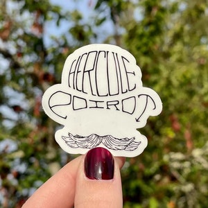 Hercule Poirot Clear Mini Sticker - Agatha Christie, Booklover Literary Sticker, Bookish Vinyl Laptop & Water Bottle Sticker, Mystery