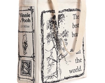 Winnie-the-Pooh Book Tote - A. A. Milne, Tote Bag, Literary, Book Lover, Book Bag, Literature, Teacher Gift, Gift for Reader and Writer Bear