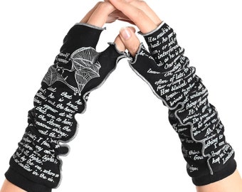 Dracula Writing Gloves - Fingerless Gloves, Arm Warmers, Bram Stroker, Literary, Book Lover, Books, Reading