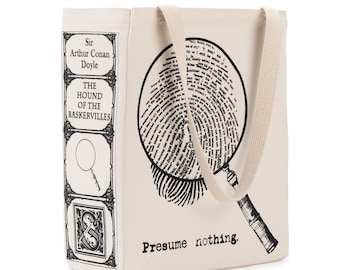 Sherlock Holmes Book Tote - Sir Arthur Conan Doyle, Tote Bag, Literary, Book Lover, Books, Literature, Teacher Gift, Gift for Reader