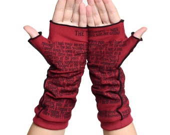 The Tell-Tale Heart Writing Gloves - Fingerless Gloves, Edgar Allan Poe, Arm Warmers, Back to School, Writer Gift, Booklover Gift, Reader