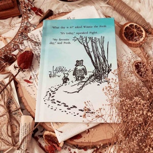 Winnie-the-Pooh Hardcover Notebook - A. A. Milne, Literary Journal, Booklover Book Nerd Gift, Pooh Bear and Piglet, Blue Clouds Journal
