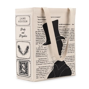 Pride and Prejudice Book Tote - Jane Austen, Tote Bag, Literary, Book Lover, Books, Literature, Teacher Gift, Gift for Reader