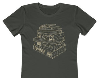 Commit To Lit Tee - Bookish Tee, 100% Cotton Tee, Fitted Women's Tee, Dark Grey or Light Blue Tee, Book Nerd & Book Lover Gift, Literature