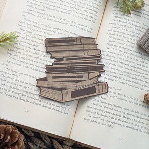 Bookstack Graphic Bookmark – Brown Gold Leatherette Reader Gift