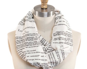 Les Miserables Book Scarf - Infinity Scarf, Literary Scarf, Victor Hugo , Book Lover, Books, Reading, Teacher Gift