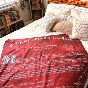 A Christmas Carol Sherpa Fleece Book Blanket - Book Lover Gift, Holidays, Charles Dickens, Fleece Blanket