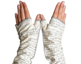 Wuthering Heights Writing Gloves - Fingerless Gloves, Arm Warmers, Emily Bronte, Literary, Book Lover, Books, Reading