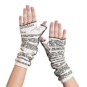 Les Miserable Writing Gloves - Fingerless Gloves, Arm Warmers, Victor Hugo, Literary, Book Lover, Books, Reading
