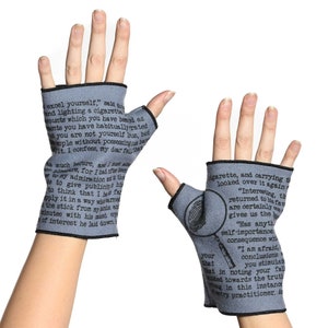 Sherlock Holmes Fingerless Italian Wool Gloves - Sir Arthur Conan Doyle, Grey, Reader Writer Gift, Soft Medium-weight Fabric, Cashmere