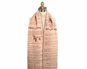 Winnie-the-Pooh Italian Wool Scarf - A. A. Milne, Light Brown and Dark Brown, Soft Medium-weight Fabric, Cashmere, Woven, Literary Scarf