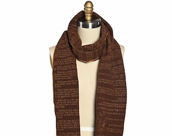 The Count of Monte Cristo Italian Wool Scarf - Alexandre Dumas, Brown and Gold, Soft Medium-weight Fabric, Cashmere, Woven, Literary Scarf