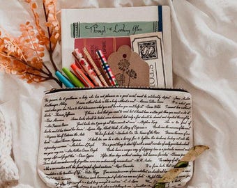 Commit to Lit Pouch – Make-up-Tasche mit Zitaten aus Baumwolle (handgefertigt)