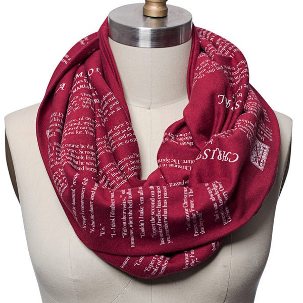 A Christmas Carol Book Scarf - Infinity Scarf, Christmas Scarf, Charles Dickens, Book Lover, Books, Reading, Teacher Gift
