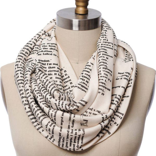 The Great Gatsby Book Scarf - Officially Licensed - Infinity Scarf, Literary Scarf, F. Scott Fitzgerald, Book Lover, Books, Reading