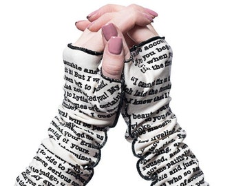 Pride and Prejudice Writing Gloves - Fingerless Gloves, Arm Warmers, Jane Austen, Literary, Book Lover, Books, Reading