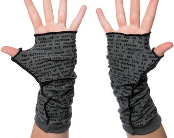 Frankenstein Writing Gloves - Fingerless Gloves, Arm Warmers, Mary Shelley, Booklover Gift, Literary Gloves, Teacher Gift