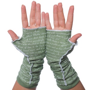 Anne of Green Gables Writing Gloves Fingerless Gloves, Arm Warmers, Lucy Maud Montgomery, Literary, Book Lover, Books, Reading image 3