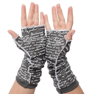 Sense and Sensibility Writing Gloves Fingerless Gloves, Arm Warmers, Jane Austen, Literary, Book Lover, Books, Reading image 3