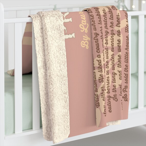 Little House on the Prairie Sherpa Fleece Book Blanket Throw with Text Book Nook Literary Decor Reader Gift Teacher Gift
