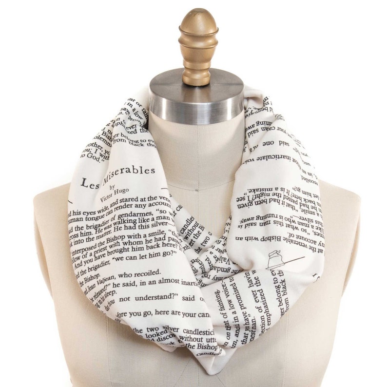 Les Miserables Book Scarf - Infinity Scarf, Literary Scarf, Victor Hugo , Book Lover, Books, Reading, Teacher Gift 