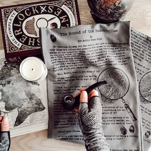 Sherlock Holmes Writing Gloves SECOND EDITION Fingerless Gloves, Arm Warmers, Sir Arthur Conan Doyle, Booklover Gift image 2