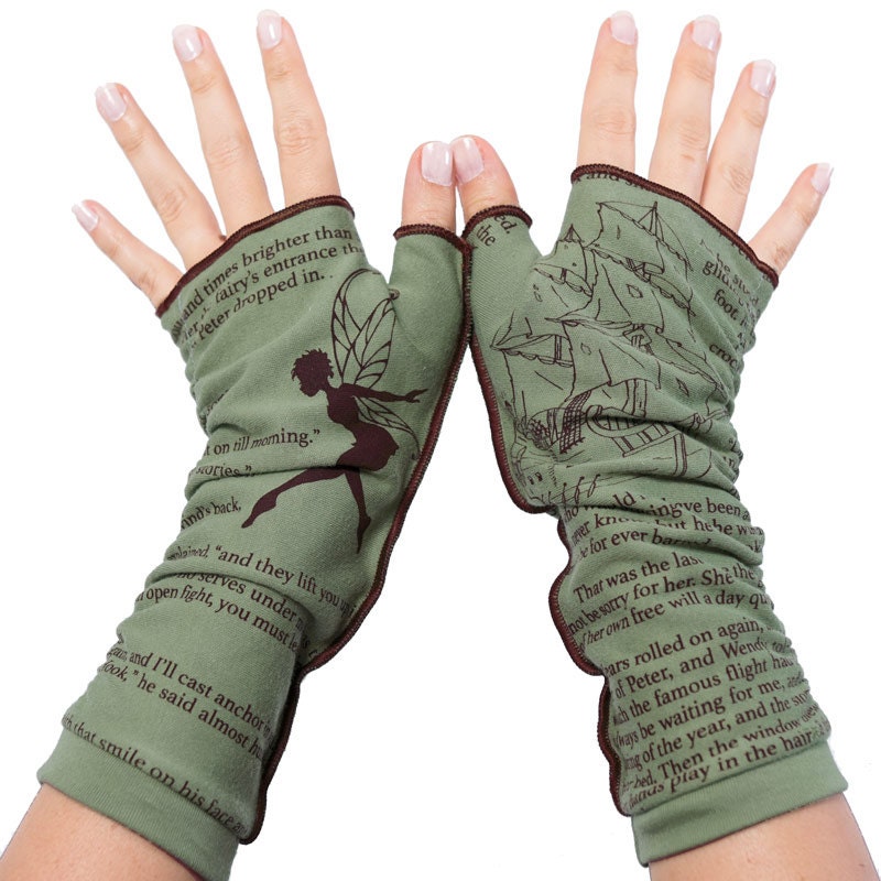 Hamlet Writing Gloves | White Print Fingerless Gloves